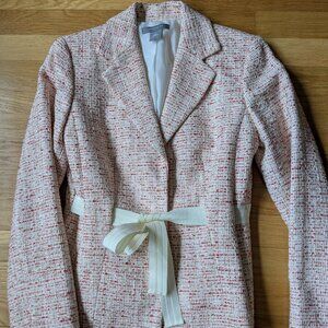 Ann Taylor Red and Cream Tweed Blazer